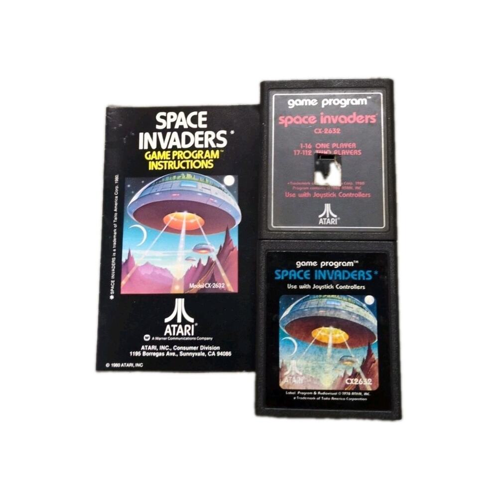 Atari 2600 Space Invaders 1980 Game CX 2632 Cartridge Manual Lot